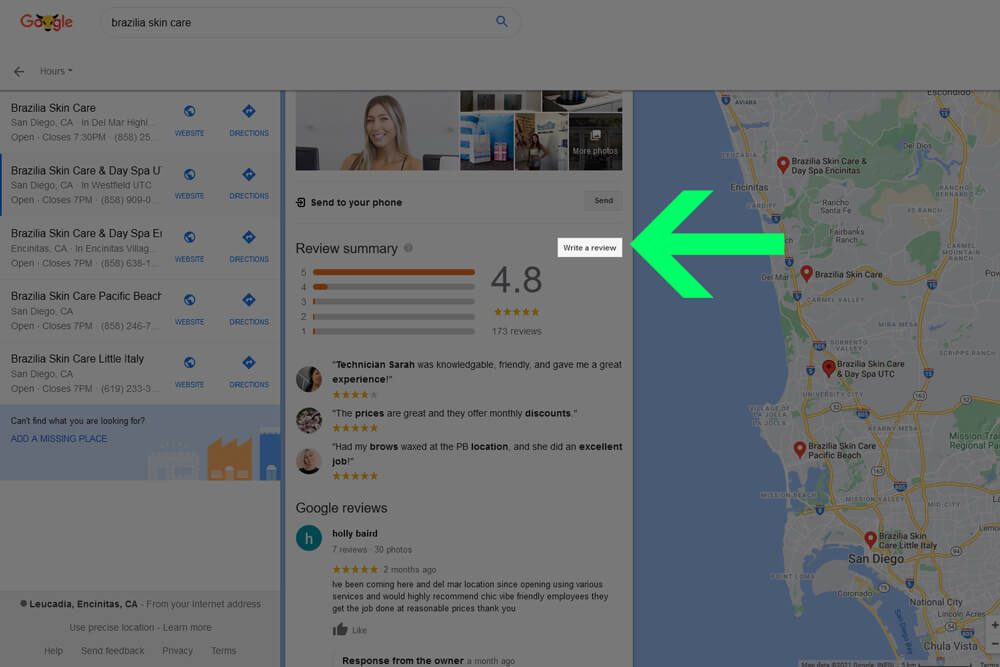 Write a review on Yelp