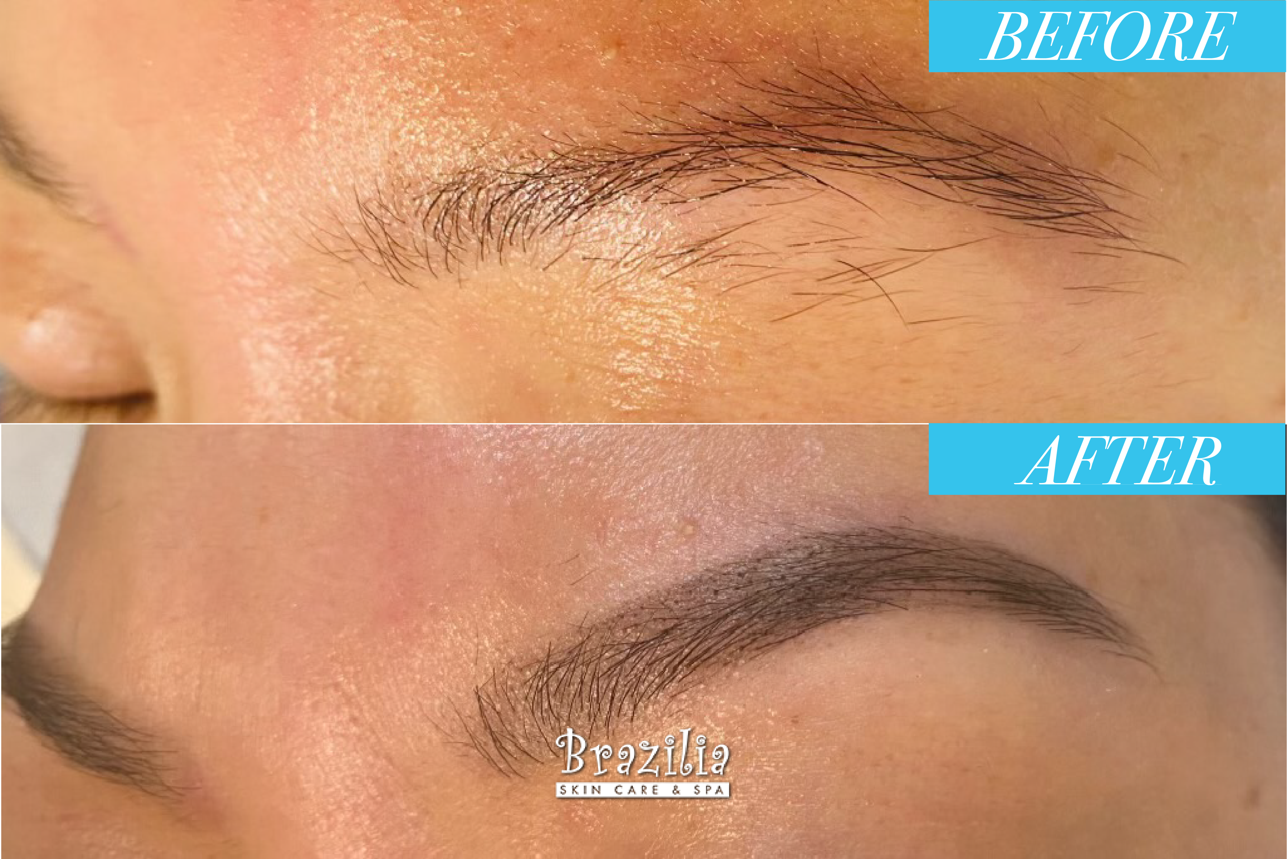 Before and after brow services at Brazilia Skin Care & Spa