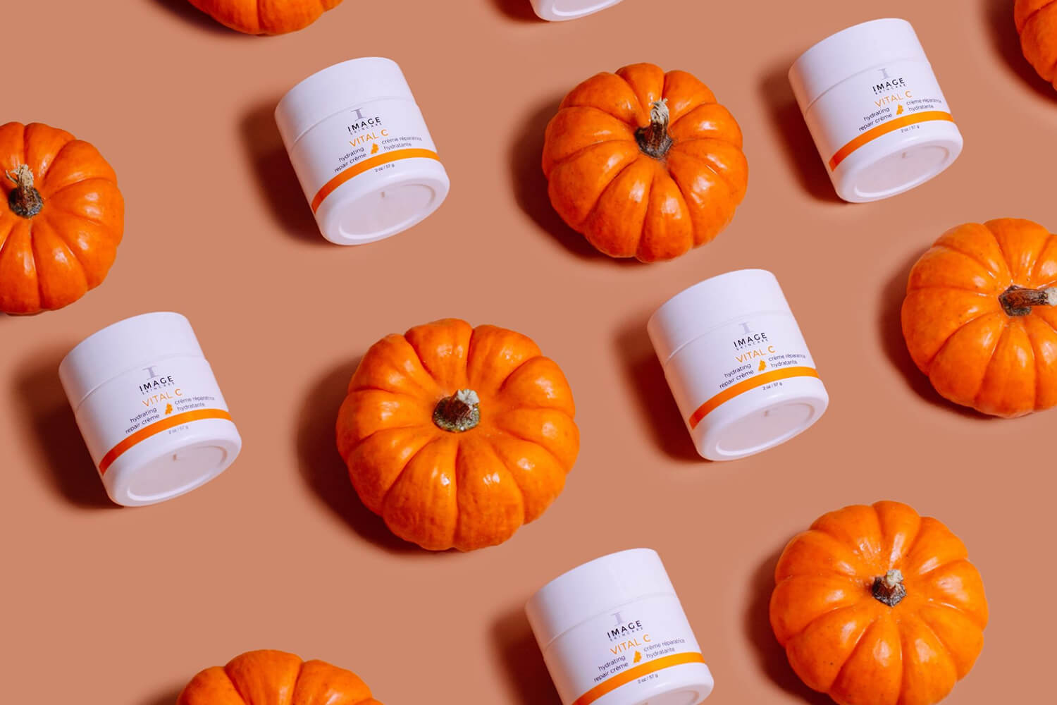 Tiny pumpkins and bottles of Image Skincare Vital C