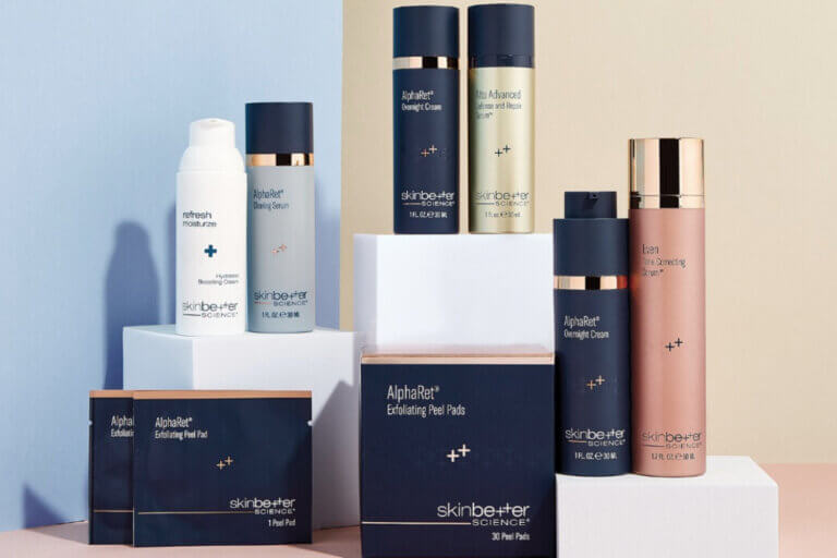 Skin care products displayed